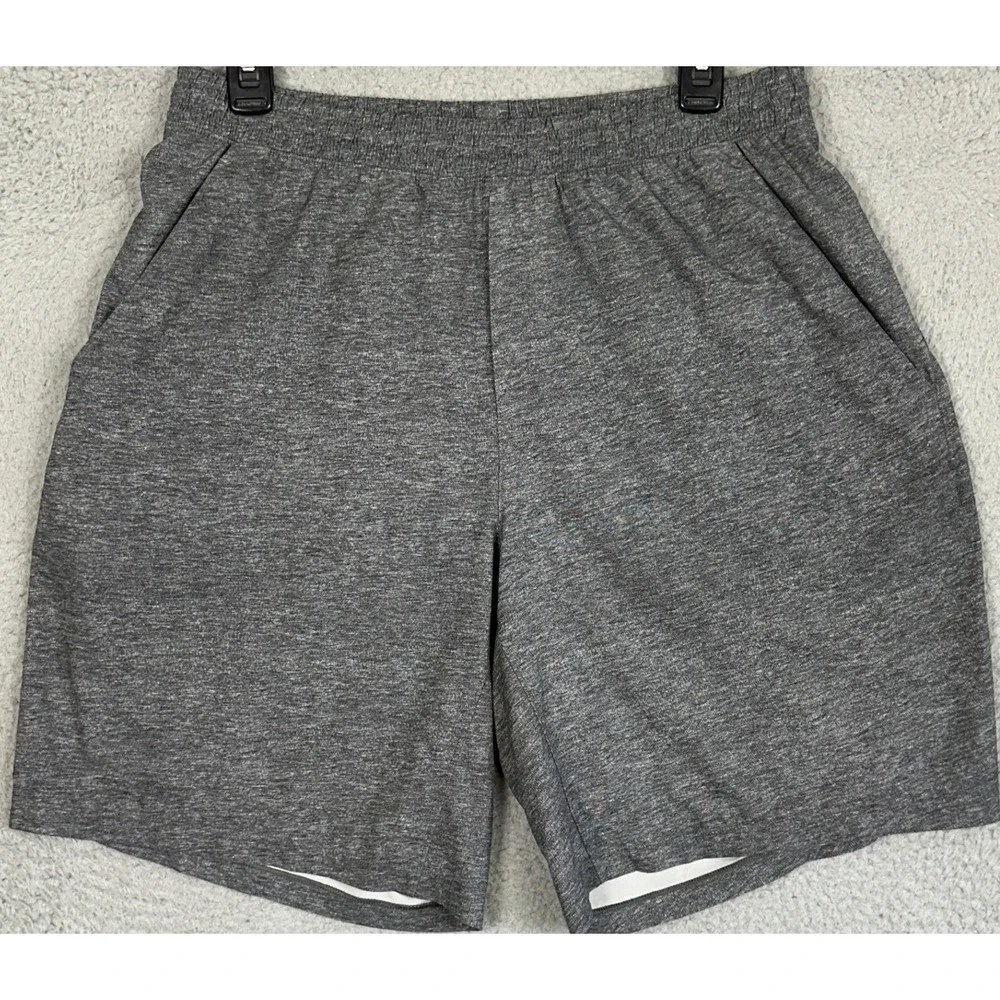 Lululemon T.H.E. Shorts Mens Large Heathered Grey Athletic Gym Stretch Waist